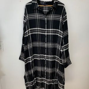 Plaid button up t shirt dress